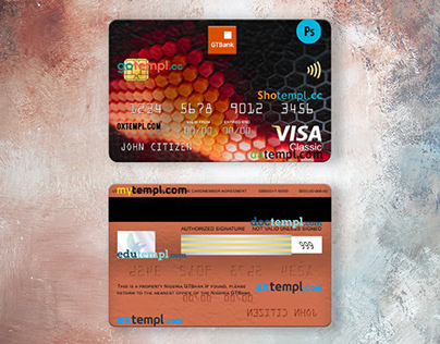 Nigeria GTBank visa classic card, PSD format