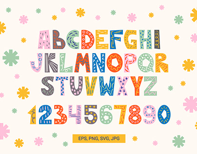 ALPHABET with NUMBERS clipart set