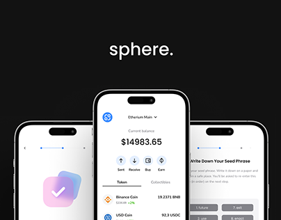 Sphere. Crypto wallet app UX/UI design