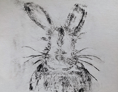 Rabbit (dry point print)