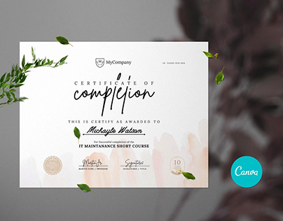 Certificate of Completion Canva