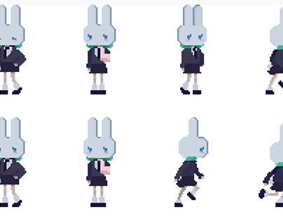 Pixel Bunny Girl Animation Sprites Artwork