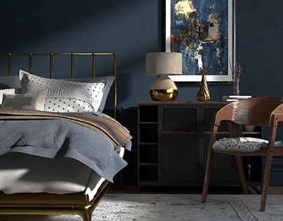 Midnight and Gold: Sophisticated Bedroom Design