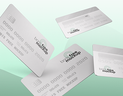Free PSD Floating Credit Cards mockup