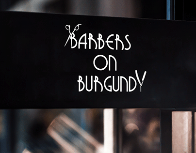 LOGO DESIGN FOR BARBERS ON BURGUNDY