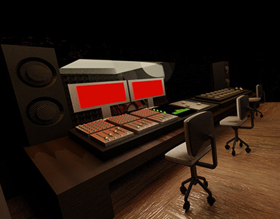 Diseño 3D de un estudio de grabación