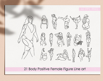 Body Positive Female Figure Line Art