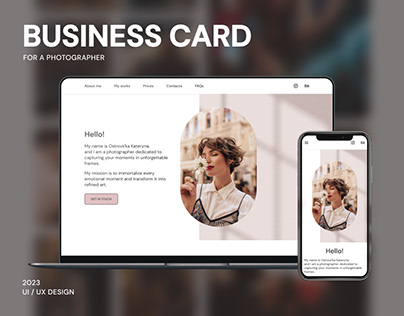 Business card website for a photographer