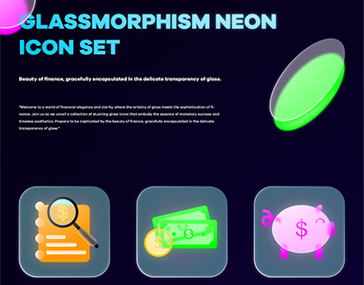 Glassmorphism Neon Icon Set