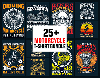 25+ Motorcycle T-Shirt Design Bundle