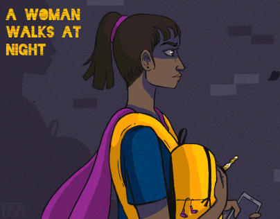 A Woman Walks at Night