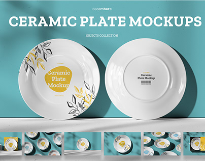 7 Mockups Ceramic Plates / 1 Free