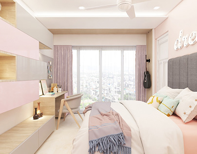 Pink Bedroom 3D View
