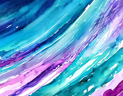 Turquoise Blue Purple Wave Watercolor Background