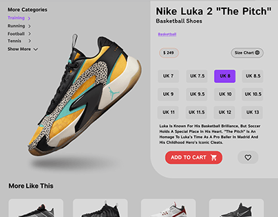 Nike web interface UI design