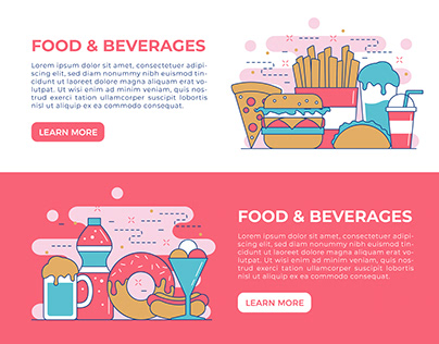 Food & Beverages Concept Illustration + Banner