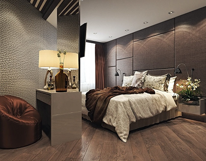 Bedroom Design in Chocolate Tones CGI Visualization