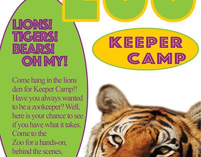 School Assignment for a Zoo ad promoting Keeper Camp