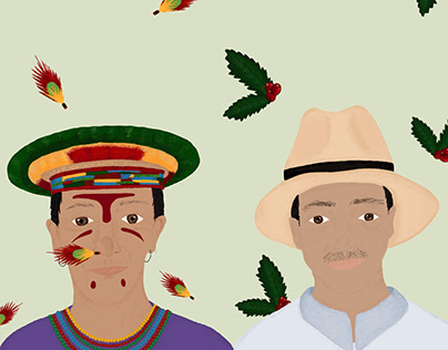 Illustration Indigenous and Colombian Farmers