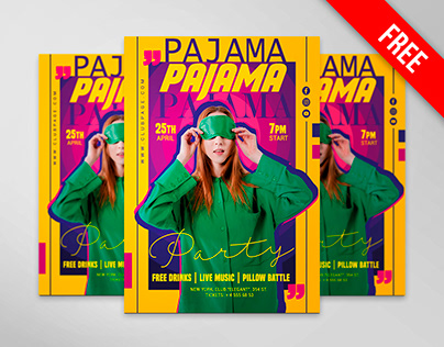 Free Pajama Party Flyer PSD Template
