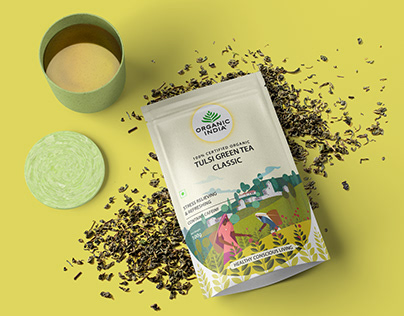 Organic India Tea campaign and packaging.