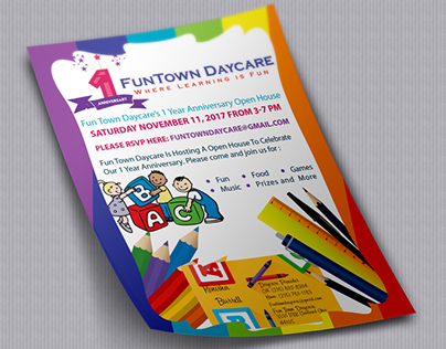 FunTown Daycare Invitation Card