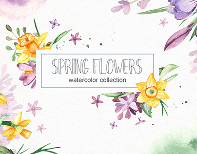 Spring flowers Watercolor collection