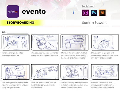Storyboarding & Wireframes | evento app