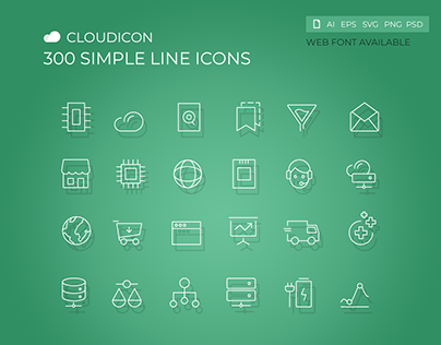Cloudicon - 300 Simple Line Icon