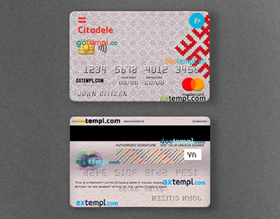 Latvia Citadele bank mastercard template