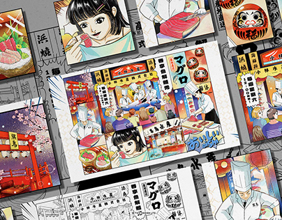 Illustrations for Tsutori's Tuna Cutting Shows