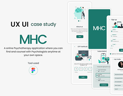 Project thumbnail - MHC Online psychotherapy app UX UI Case study