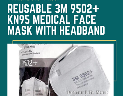 Reusable 3M 9502+ KN95 Medical Face Mask with Headband