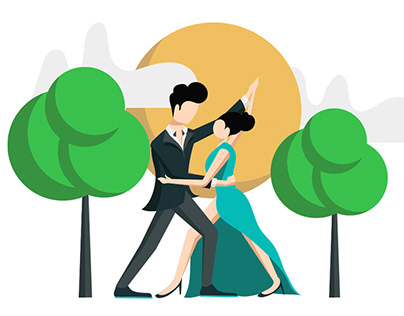 Art Deco Flat Style Dancing Couples