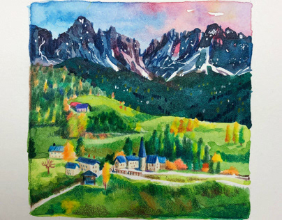 Swiss Town Watercolor