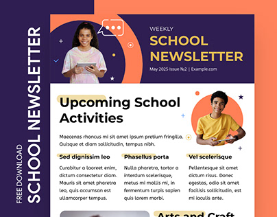 Free School Upcoming Events Newsletter Template