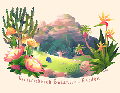'Kirstenbosch Botanical Garden' Travel Illustration