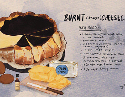 Burnt Cheesecake, Recipe Illustration