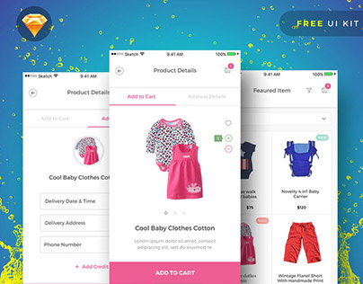 BabyPink : Free Sketch Ecommerce UI Kit