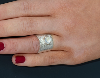Sterling Silver Ring with Moonstone Setting