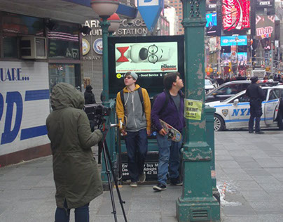 Filming in Times Square