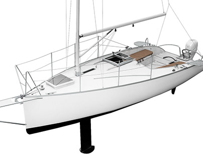 Small Sail Yacht White 3D model