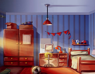 Kid bedroom 2D background