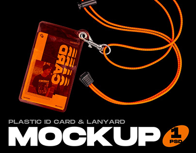 Plastic ID Card & Lanyard Mockup