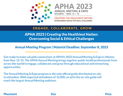 One Page Media Kit for APHA's 2023 Meeting