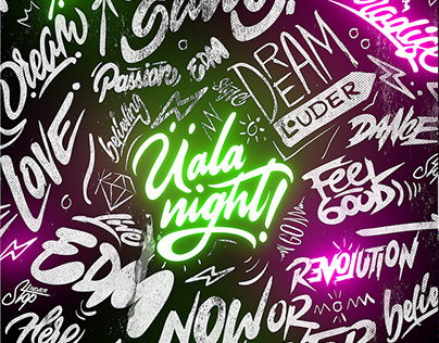 Üala night poster lettering