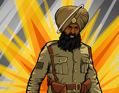 Character from movie Kesari (comix style)