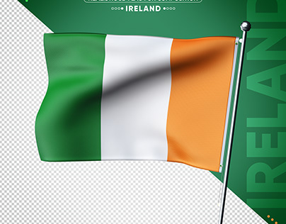 Ireland 3D flag with realistic texture