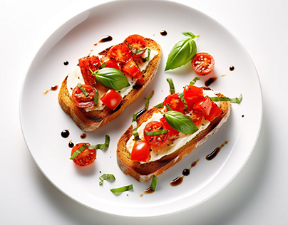 bruschetta with mozzarella cheese, tomatoes and basil