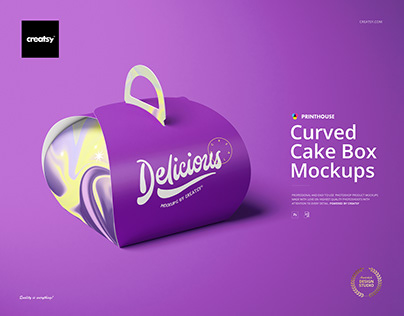 Curved Cake Box Mockup Set